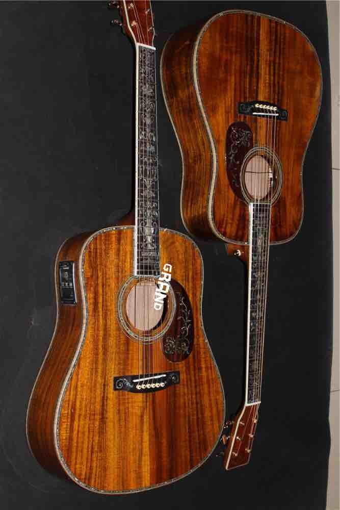 Custom Aaaa All Solid Koa Wood 45D Type Dreadnought Acoustic Guitar