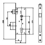 85mm * 40mm Mortise Lock Body / Digital Door Lock Yellow Bronze Color