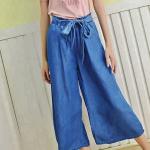 100% Lyocell new designs photos wide leg ladies pants women bell-bottom jeans