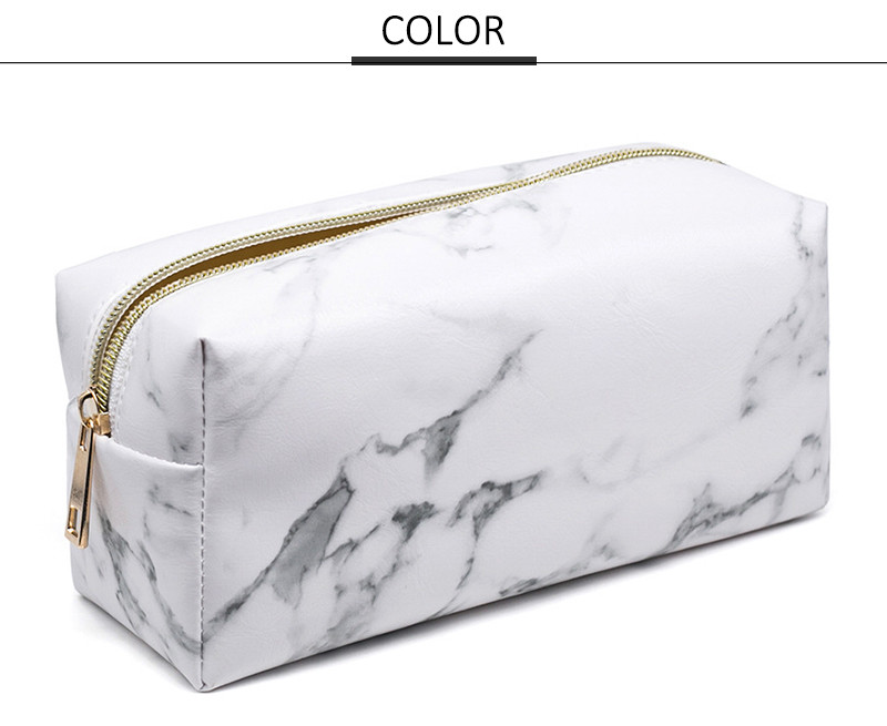 Fashion Custom Logo Portable White Marble Cosmetic Bag Luxury
