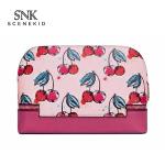Women Waterproof PU Leather Portable Travel Printed Makeup Bag With Mirror