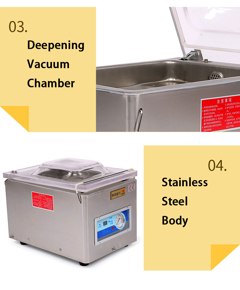 Instant Heating Vacuum Sealer DUOQI DZ-260B for Apparel Food Steak Commodity Chemical