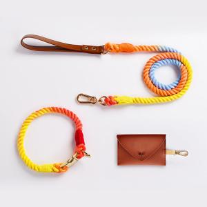 Wholesale Multicolor Leash Collar Harness Set Walking Cotton Rope Training Dog Leash Collar Set from china suppliers