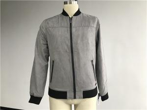 Wholesale Grey Color Mock Suede Mens Baseball Jacket With 210T Black Lining TW68570 from china suppliers