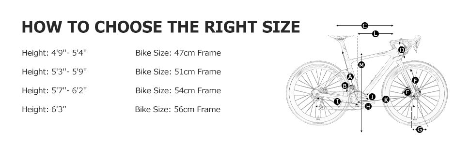 road bike size chart