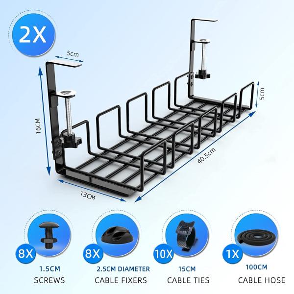 Cable Duct for Desk/Table/Workplace Cable Tray for Organising Cables and Power