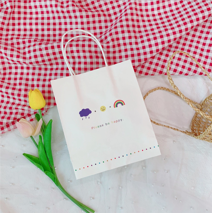 Custom Printing Recyclable Paper Bags With Handles Flower Pattern