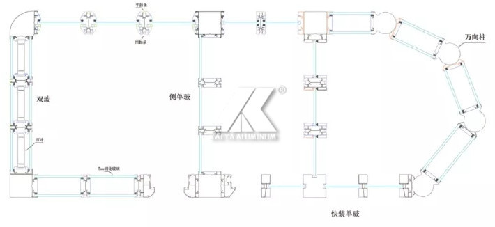 6063 Aluminum Extrusion Alloys Private Customization Frame Building Office Partition