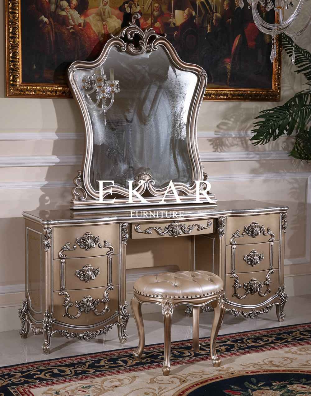 Classic Carved Dresser With Drawer Makeup Vintage Vanity Dressing Table LS-A101D