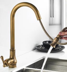 Wholesale antique brass OEM Bronze CE Retro Bathroom Pull out Sink Faucets from china suppliers