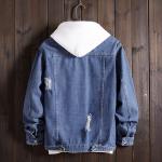 Custom Logo Single Breasted Blue Plain Jean Jackets