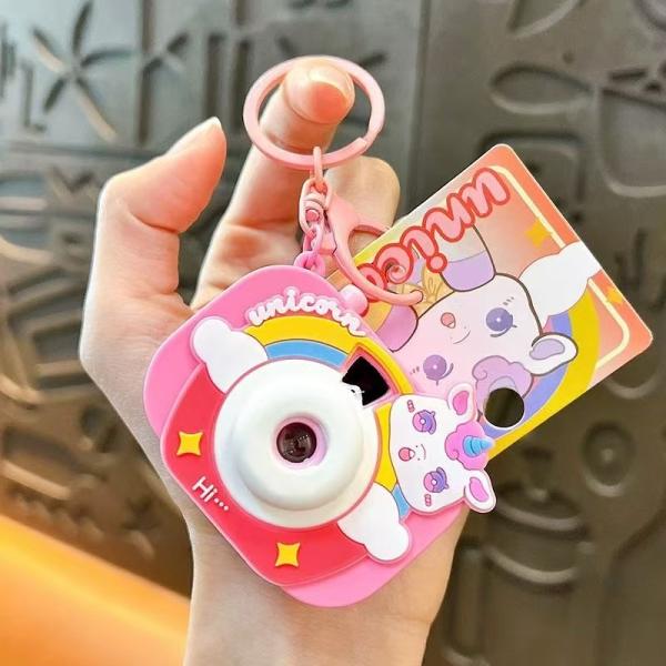 Cartoon Plastic Mini Toy Camera Keychain Promotion Gifts Custom Flashlight