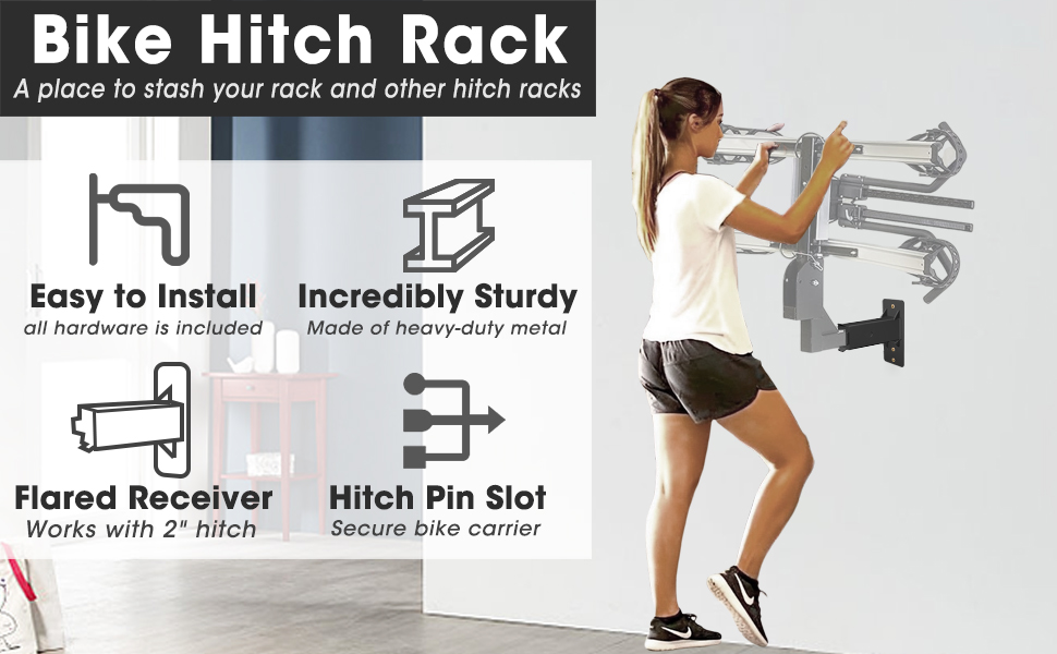 Hitch Mount Bike Rack Hanging Garage Organizer Easy to Load Trailer Hitch Receiver Storage
