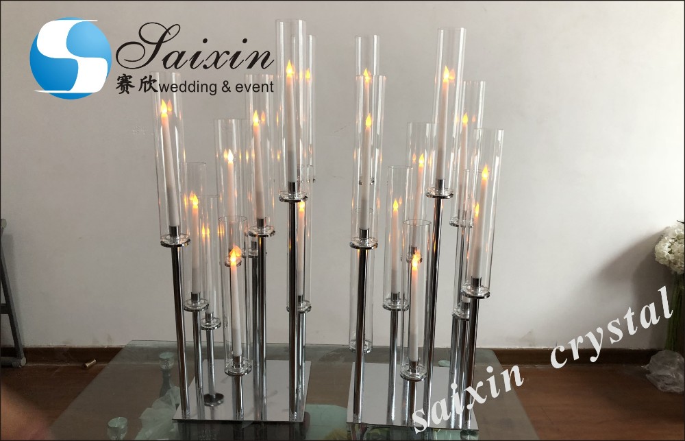 Acrylic Wedding Flower Stand 100cm Gold For Wedding Table Decoration