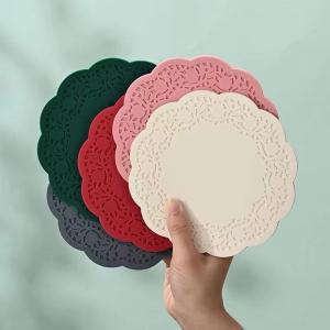 Wholesale Silicone Drink Coasters With Holder Drink Cup Coasters Silicone Trivet Mats Heat-Resistant Tea Mat Housewarming Gifts from china suppliers