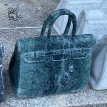 Marble Famous Brand Bag Sculpture Frog Green Natural Stone Handbag Statue Luxury