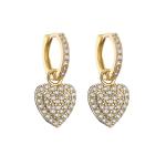 Rhinestone gold heart drop earrings