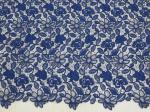 Royal Blue Cord Floral Embroidered Lace Fabric Handwork For Woman Dress