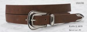 Wholesale Two - Tones Brown Colour PU Female Belts With Nickel Metal Loops &amp; Tip from china suppliers