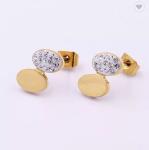 Female Stainless Steel Jewelry Set High Drop Shaped Rhinestone Jewelry Necklace