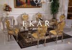 High Back Solid Wood Carved Luxury Velvet Dining Chair With Wooden Armrest