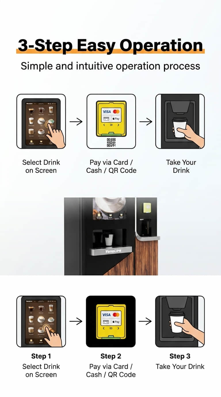 Commercial Self-Service Beverage Vending Machine for Fresh Drinks | Intelligent Coffee & Juice Retail Equipment Manufacturer