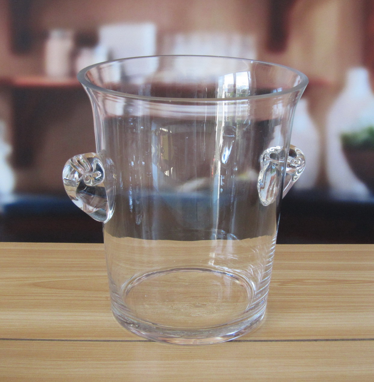 Deccorated Glass Storage Jars With Handle Ears For Ice Cooler