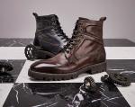 Autumn Brand Mens White Leather Boots Breathable Mens High Top Casual Shoes