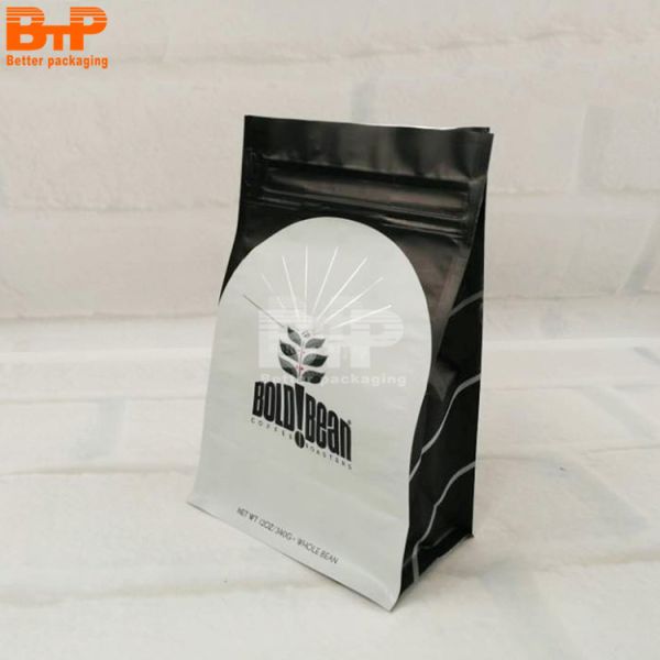 Custom Printed Coffee Plastic Bag 250g 500g 1000g Square Flat Bottom Pouch Coffee Bean Food Packaging Bags with Valve