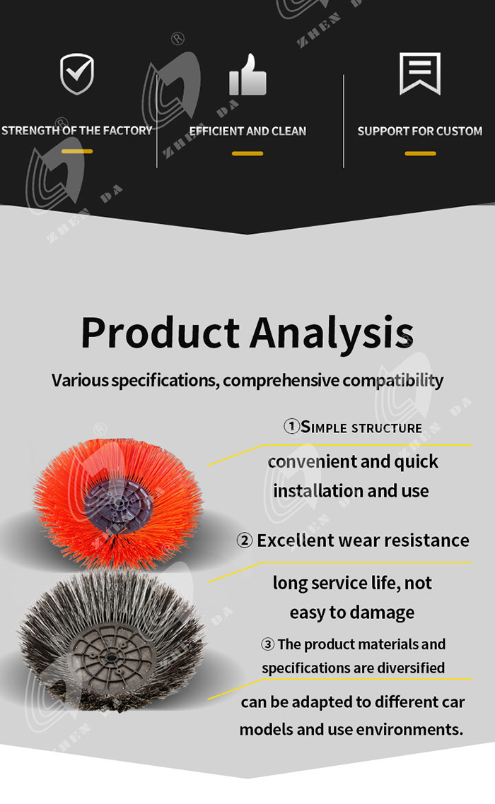 PP And Flat Steel Wire 600mm Gutter Cleaning Brush 25KG Road Sweeper Side Brushes