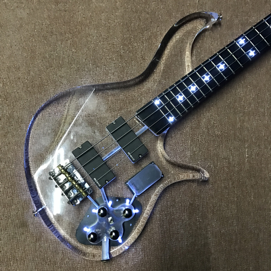 High quality LED light acrylic electric guitar rosewood fingerboard, free shipping