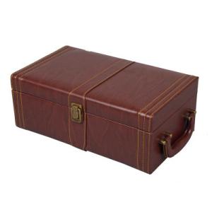 Wholesale New Style Pu Wood Grain Portable Double Bottle Wine Box Business Gift from china suppliers