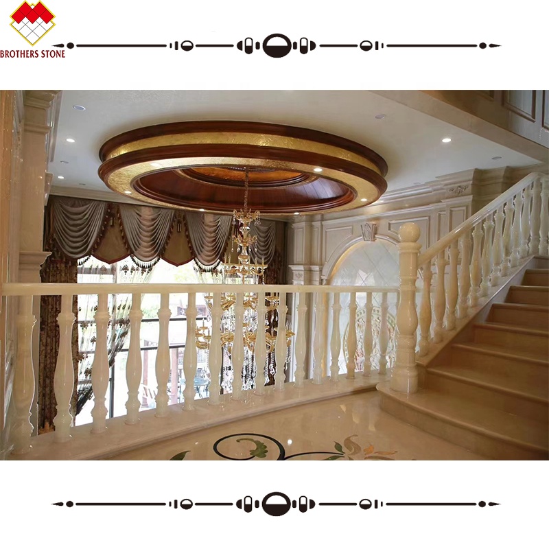 Standard or Customized Size White Onyx Marble Alabaster Stair Baluster for Luxury Homes
