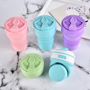 Wholesale 5.5*13cm 12oz Drinkware Bottle Collapsible Silicone Coffee Cup Gift Customization from china suppliers