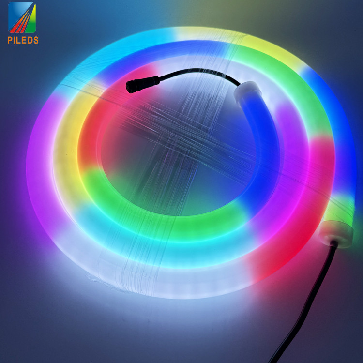 WS2815 WS2811 360 Degree Addressable RGB LED Neon Strip Customized 120 LEDs/m IP65 Rated 12V/24V Neon IC Light
