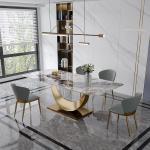Length 1.8m/2m Marble Dining Tables With Stainless Steel Legs