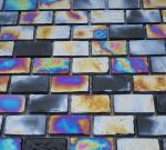Colorful Brick Marble Glass Accent Tile , Glass Floor Tiles Bathroom Mosaic