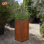 SGS Custom Long Square Corten Steel Flower Pots Fashionable weather resistance