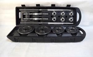 Wholesale cast iron Black Painting Dumbbell Barbell set 50kg for weight lifting from china suppliers