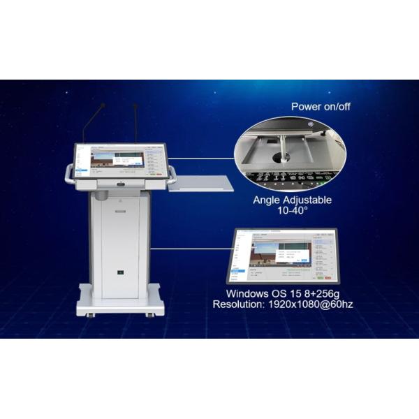 Electric Powered Multimedia Podium with 23.6 Inch Touch AIO 10-40° Screen Angle and 150mm Lifting Height for Smart Lectern