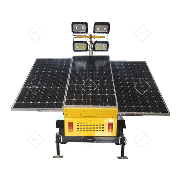 Mobile Solar Security Surveillance Light Tower With 3*460 W Solar Panels