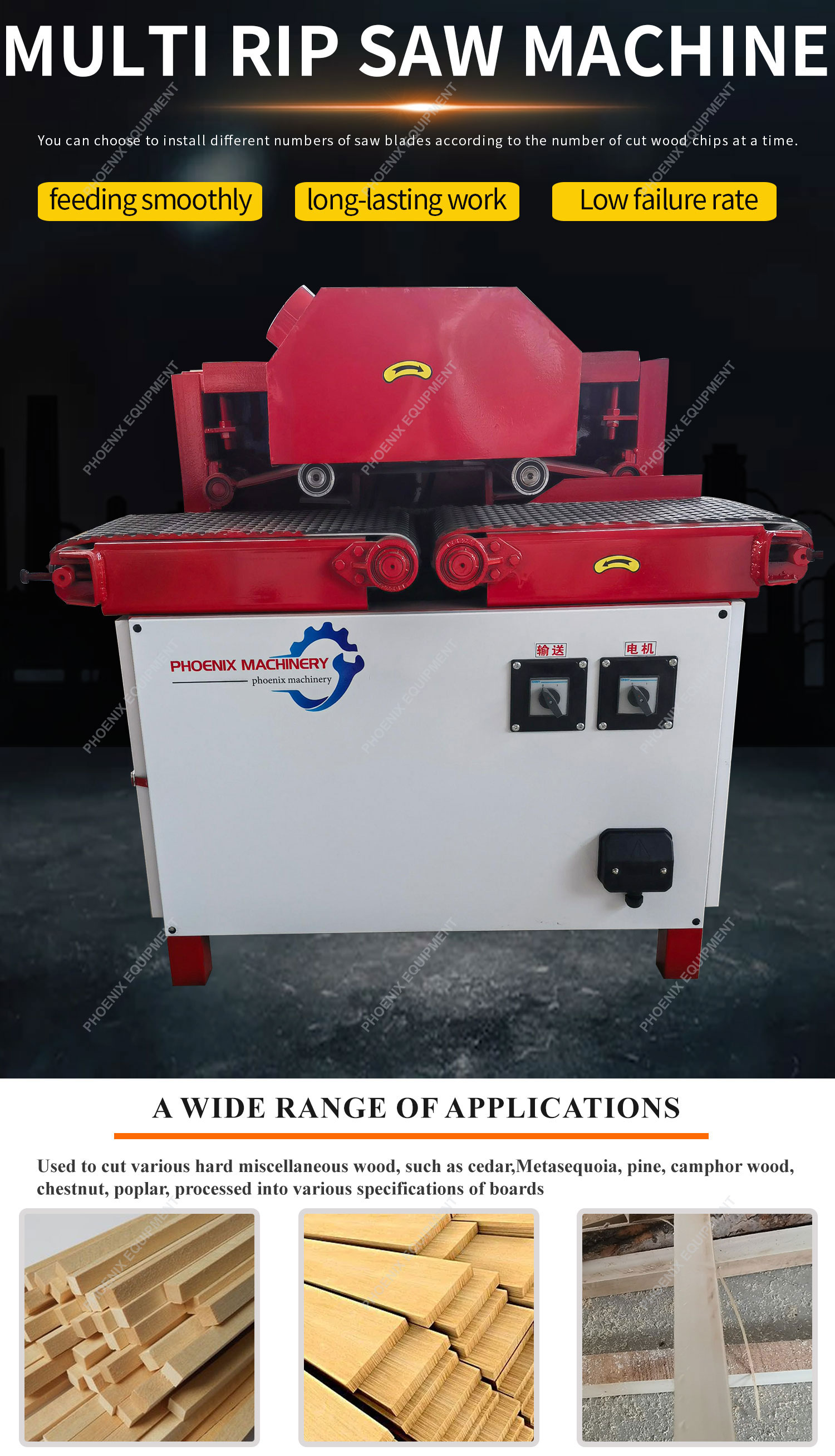 Wood Cutting Circular Saw PDPJ300 Multi-Blade Timber Saw Machine for Solid Wood Plywood