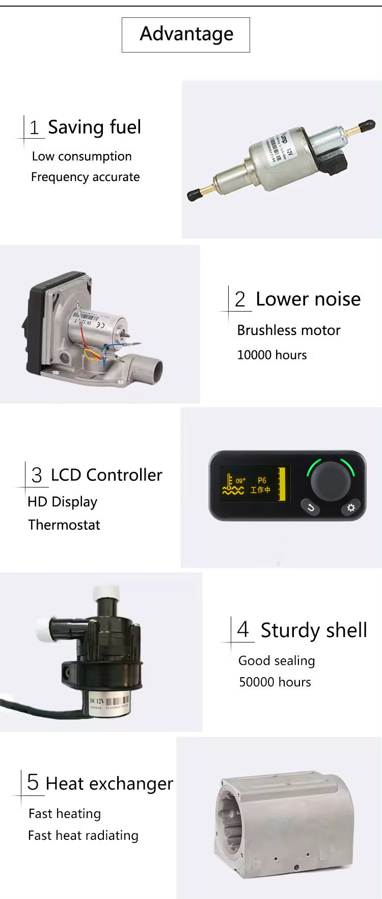 JP Liquid Heater 5KW 12V Diesel Water Heater With Digital Controller For Trailer Truck
