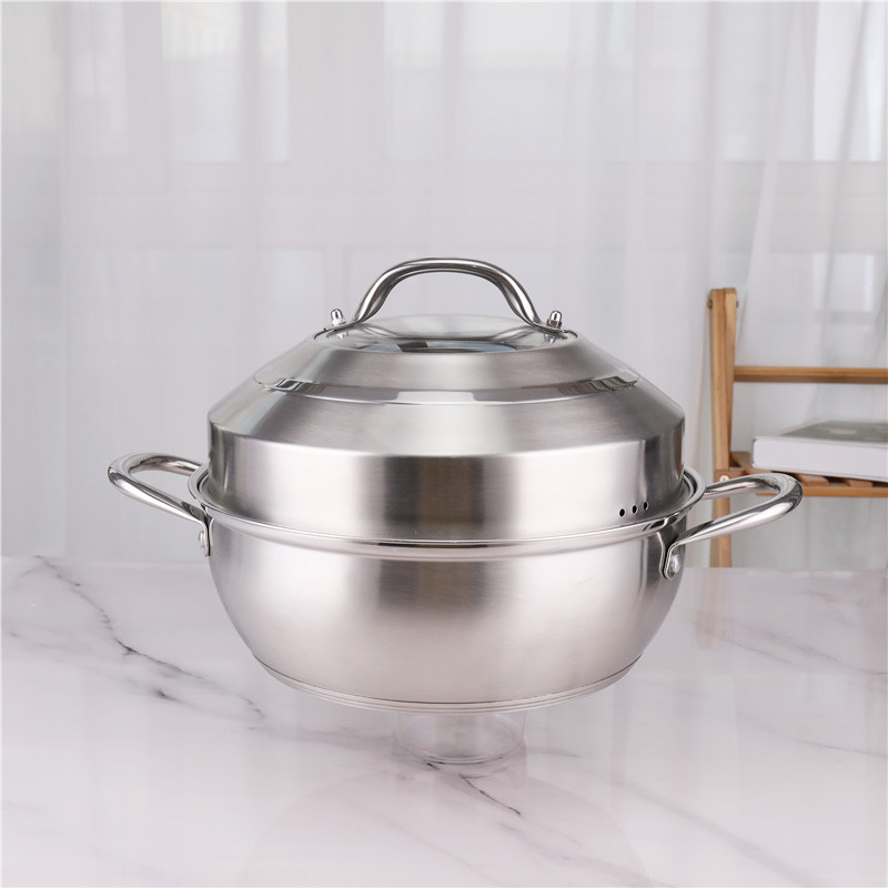 30cm Stainless Steel Double Bottom Cookware Steamer Pot Set