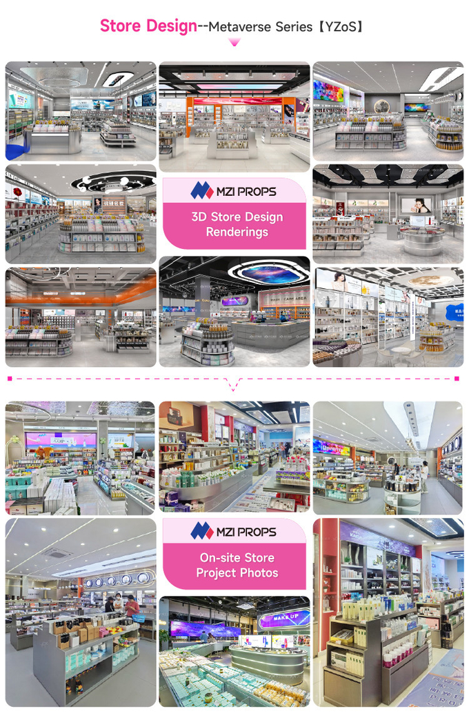 Cosmetic Display Cabinet Multi Layer Adjustable Display Rack For Retail Store Design And Customized Shop Decoration