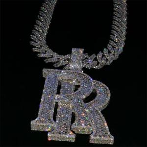 Wholesale 1 Inch VVS Moissanite Pendant Charm 18k Hip Hop Diamond Necklace Letter Name from china suppliers