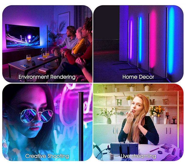 Dropshipping Nordic Modern Decorative Smart APP Remote Control Colorful RGB LED Floor Lamp Tripod Corner Floor Lamp Hom