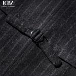 Autumn British Retro Gray Striped Suit Vest for Men's Business Casual Groom