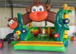 Small Commercial Bouncy Castle , Blow Up Jump House Cartoon Monkey Image