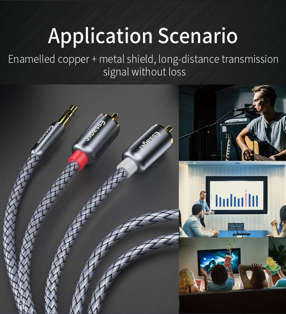 Audio Cable Adapter Aux To 3.5mm Jack RCA Cable For TV PC Amplifiers DVD Speaker